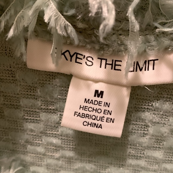 Sky’s the limit mint color unique yarn sweater Sz M - Picture 3 of 7